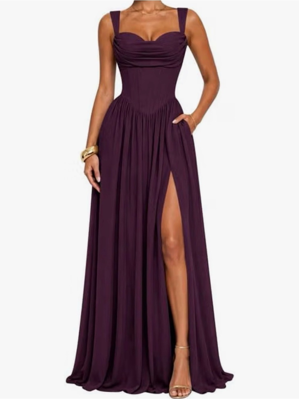 Elegant Plum Long Dress